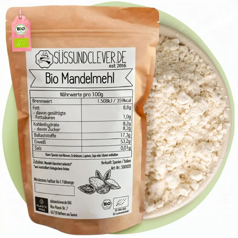 süssundclever.de® Bio Mandelmehl | Mandelprotein | stark entölt | 500g | Low Carb | hochwertiges Naturprodukt